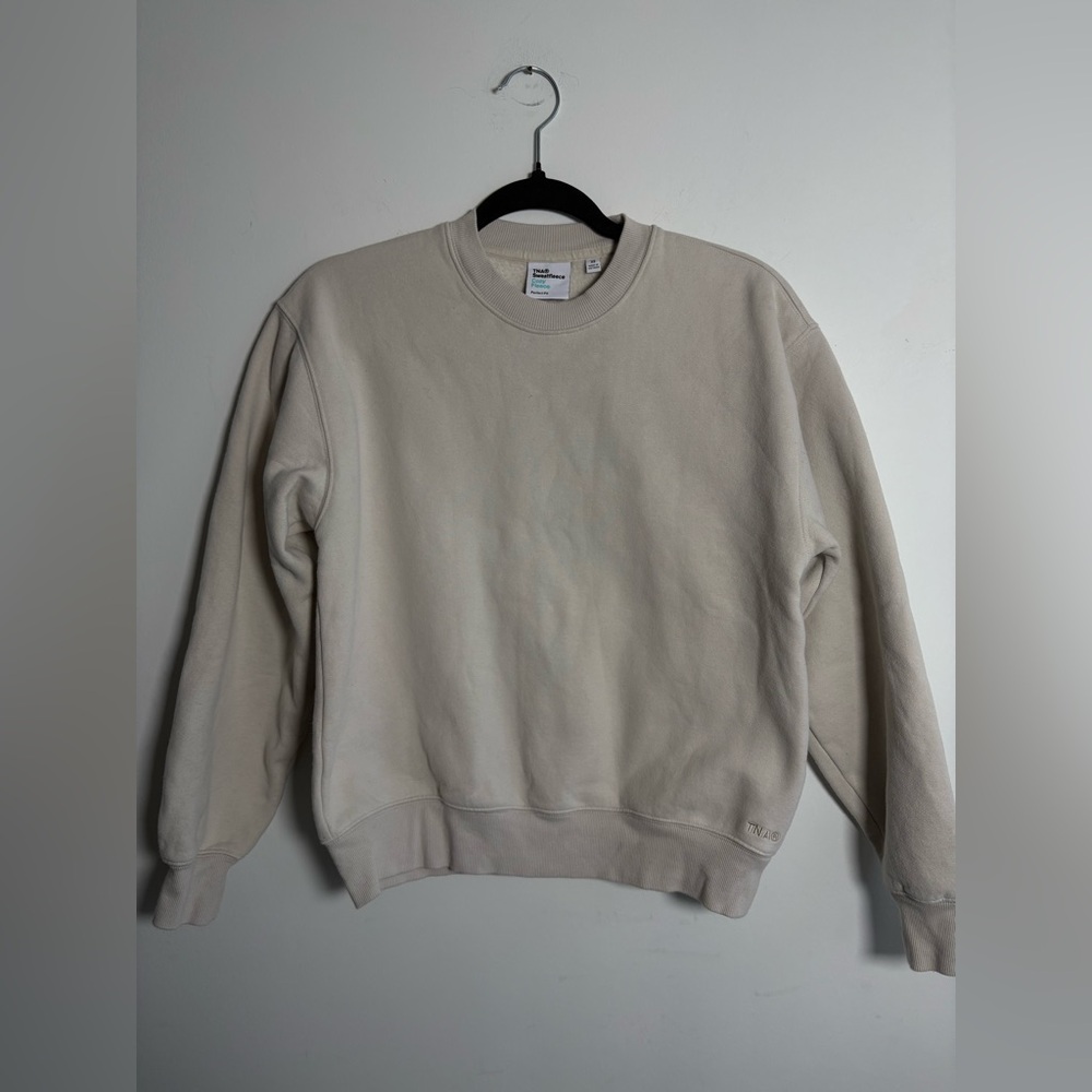 Aritzia TNA Cozy Fleece Perfect Crew Marcona Beige XS - Picture 2 of 14